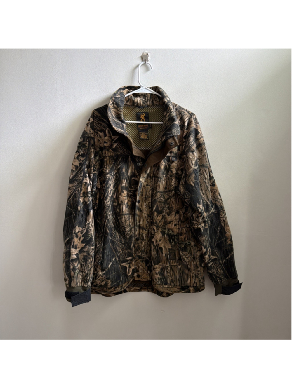MEN’S BROWNING HYDRO FLEECE CAMO JACKET BREAKUP SIZE LARGE L ZIP UP STYLE 98508G